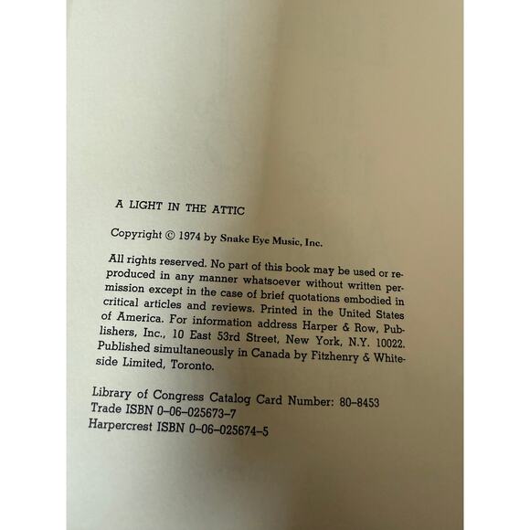 A Light In The Attic - Shel Silverstein - Snake Eye Music 1974 Edition Hardcover - Picture 3 of 16